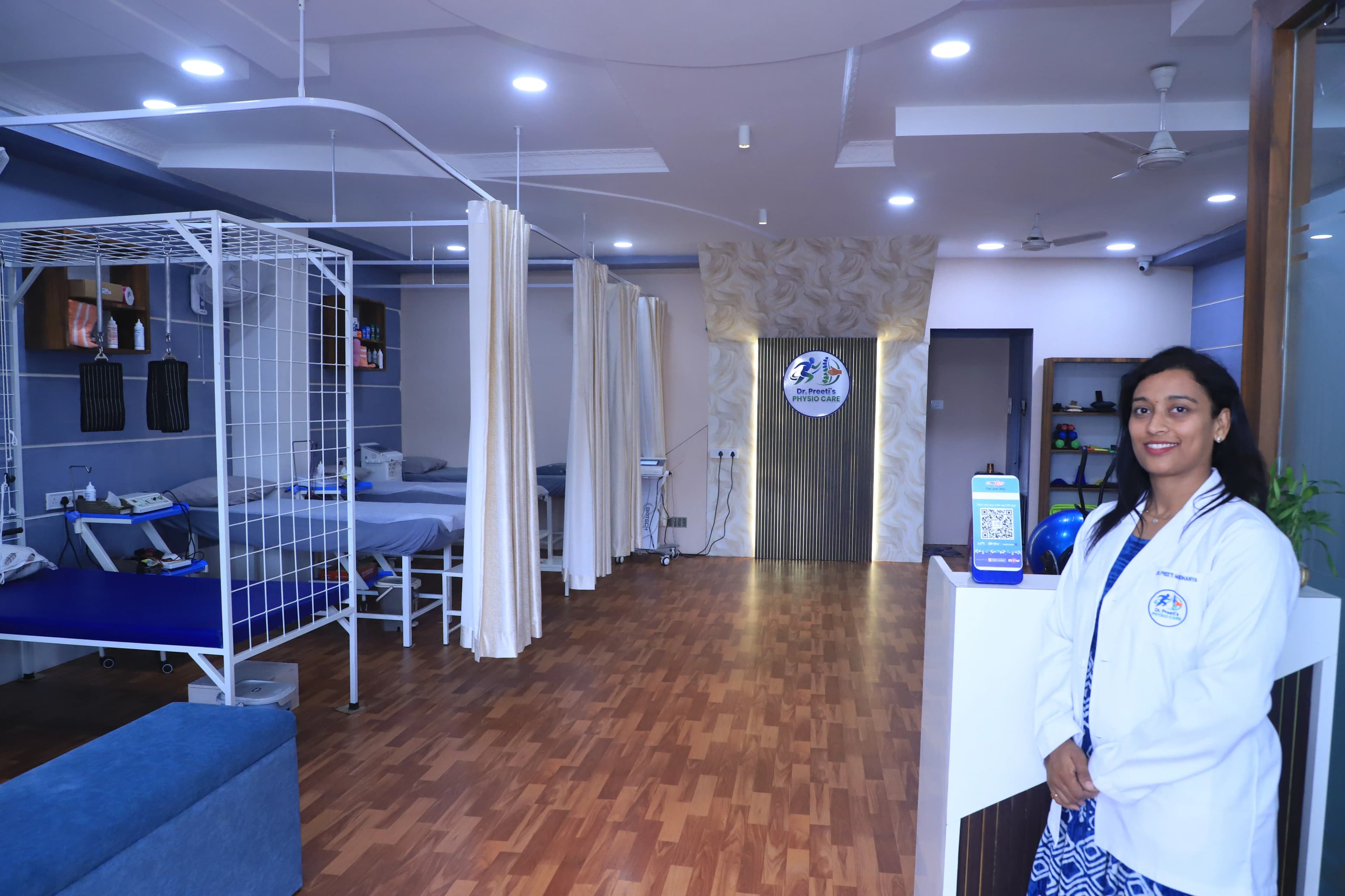 Full view of Dr. Preeti's Physio Care clinic interior, Indore